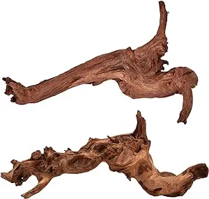 majoywoo Natural Large Driftwood for Aquarium Decor Reptile Decor, Fewer Branches 12.5-18" 2Pcs