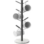 Gold Mug Holder Tree with Marble Base, 8 Hooks Coffee Cups Holder Stand, New Upgrad Stable Removable Mug Rack for Kitchen Cafe