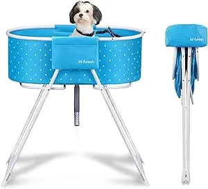 Furesh Elevated Folding Pet Bath Tub and Wash Station for Bathing, Shower and Grooming, Blue