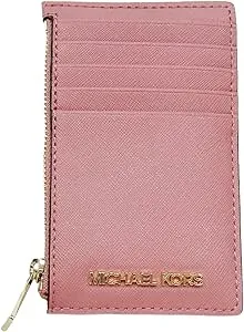 Michael Kors Jet Set Travel Medium Top Zip Card Case Wallet Coin Pouch Rose Pink