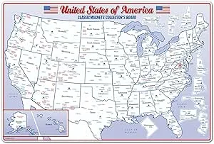 State Map Magnet Collector's Metal Display Board (Board Only), Made in U.S.A.