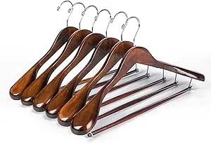 Quality Luxury Heavy Duty Wooden Suit Hangers Wide Wood Hanger for Coats and Pan