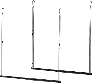 STORAGE MANIAC Hanging Closet Rod, Adjustable Width and Height Closet Hanging Organizer, Space-Saving Clothes Hanging Bar, Closet Extender Hanging Rod Double Closet Hanging Rod, 2 Pack Black