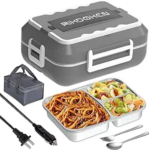 RIKDOKEN 60W Faster Electric Lunch Box Food Heater Portable Stainless Steel 1 5L CA