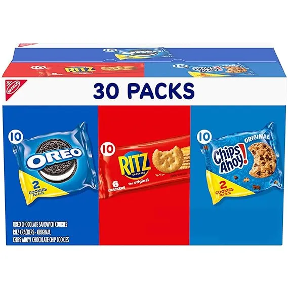 Nabisco Cookies & Cracker Variety Pack, OREO, RITZ & CHIPS AHOY!, 30 Snack Packs