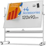 Rolling Magnetic Whiteboard 48 X 36 - Large Portable Dry Erase Board with Stand 