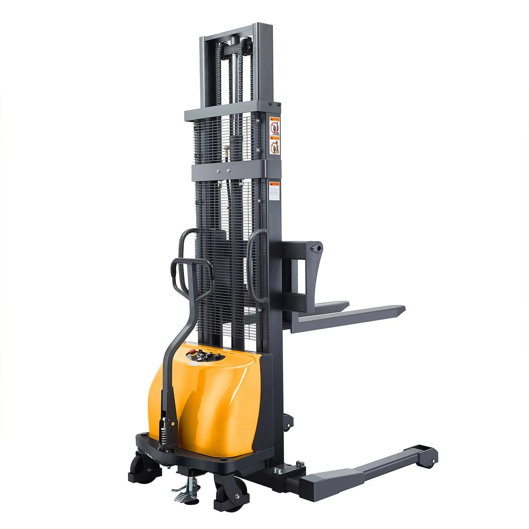 APOLLO Semi-Electric Pallet Stacker 3300 lbs Capacity 118" Lifting Height Material Lift Jack Economy Hand Pallet Forklift with Straddle Legs and Forks Suitable for Various Pallets