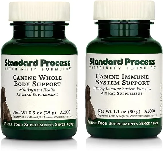 Standard Process Puppy Pack - Canine Immune & Whole-Body Support Powder Supplements - Puppy Support Kit with Canine Whole Body Support & Canine Immune System Support - includes Collapsible Water Bowl