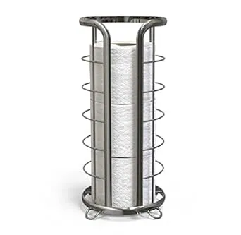 BROOKSTONE, Shiny Chrome Toilet Paper Holder, Freestanding Bathroom Tissue Organizer, Minimalistic Storage Solution, Modern & Stylish Design [Holds MEGA Rolls]