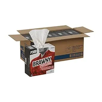 Georgia-Pacific Brawny Professional P300 Disposable Cleaning Towel by GP PRO,29050/03,Medium Duty,Tall Box,White,5 Boxes @ 166 Count