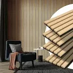 Art3d 4pcs-107 x 8in Slat Acoustic Panel for Wall and Ceiling, 3D Fluted Sound Absorbing Panel with Wood Finish, Oak