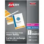 Avery 8522 Vertical Name Badge & Ticket Inserts