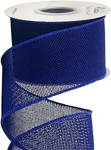 Ribbli Royal Blue Burlap Wired Ribbon,2-1/2 Inch x 10 Yard,Dark Blue Solid Wired Edge Ribbon for Big Bow,Wreath,Tree Decoration,Outdoor Decoration