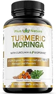 Turmeric Moringa - Organic Turmeric Curcumin Supplements and Organic Moringa Powder - 120 Veggie Capsules Supplement for Women and Men