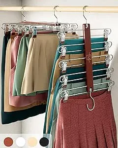 MORALVE Skirt Hangers Space Saving - European Beechwood Shorts Hangers & Skirt Hangers - Women Space Saving Skirt Hangers