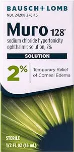 Muro 128 Eye Drops, Temporary Relief for Corneal Edema, 2% Solution, 0.5 Fl Oz