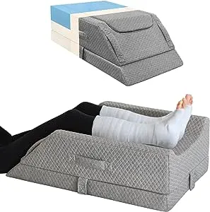 KingPavonini Adjustable Leg Elevation Pillows for Swelling After Surgery, Cooling Memory Foam Leg Wedge Pillow for Blood Circulation, Wedge Pillow for