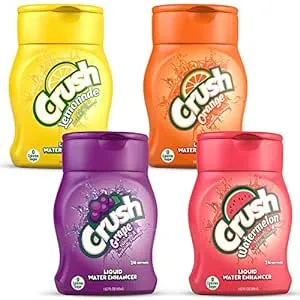 Crush, Summer Variety, Liquid Water Enhancer - New, Better Taste 4 Bottles, Makes 96 Flavored Water Drinks - Sugar Free, Zero Calorie