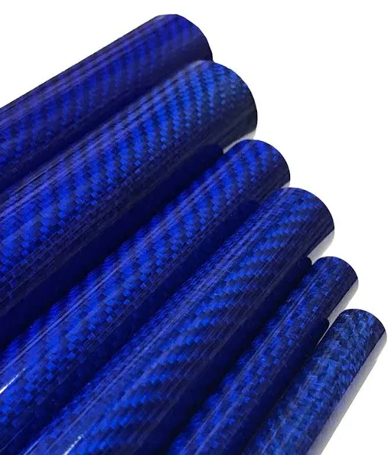 Blue-Carbon Fiber Tube - 25mm x 23mm x 1000mm - 3K Roll Wrapped Fiber Tube...