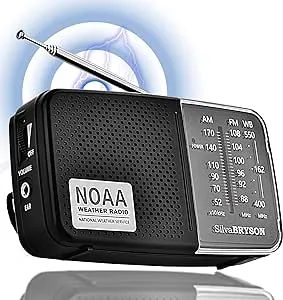 NOAA Weather Radio SilvaBRYSON, Emergency AM/FM Battery Operated Handheld Radio with Speaker and Best Reception for Hurricane, Home, Running.