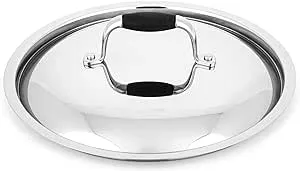 NutriChef Stainless Steel Stockpot Lid - Sturdy and Durable Stain-Resistant Kitchen Cookware Saute Pan Stock Pot Lid w/Handle - Works w/Kitchenware Pots & Pans Set Model NCSSS12