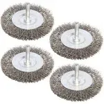 4PCS 3 Inch Stainless Steel Wire Wheel Brushes Kit for Drill with 1/4-Inch Shank