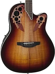 Ovation Celebrity Elite Plus Figured Koa Top Acoustic-Electric Guitar, Koa Burst