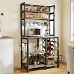 YITAHOME 6 Tier Coffee Bar with Power Outlet, Small Kitchen Microwave Stand, Bakers Rack, Freestanding