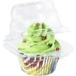 Individual Cupcake Containers (100 Pack) | Clear Plastic Disposable Cupcake Boxes/Holders | Single Cupcake Holder with Dome Lid Bulk | BPA-Free Plastic Cupcake Muffin Container Carrier Boxes to Go