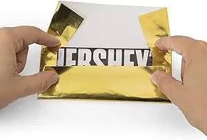 Foil Wrapper - Pack of 100 Candy Bar Wrappers with Thick Paper Backing - Folds and Wraps Well - Best for Wrapping 1.55Oz /Candies/Chocolate Bars/Gifts - Size 6" X 7.5" (Gold)