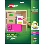 Avery High-Visibility Removable ID Labels Laser/Inkjet 2 x 4 Asst. Neon 120/Pack