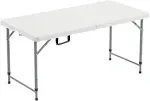 Nazhura 4 Foot Foldable/Folding Table Heavy Duty, Durable and Portable for Dining Picnic and Party (White, 4 Foot Table Cloth Included)