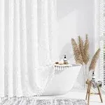 Dynamene 78 Inches Long Shower Curtain, Boho Chenille Tufted Geometric Striped Tall Cloth Shower Curtains for Bathroom, Large Hotel Spa Luxury Shower Curtain Set 12 Hooks, Wrinkle Free, Black, 72x78