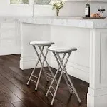 Trademark Home Folding Stool - Backless 24-Inch Portable Indoor Counter Bar Stools with 225lb Capacity for Kitchen or Recreation or Game Room 14” L x 14” W x 24” H White Set of 2