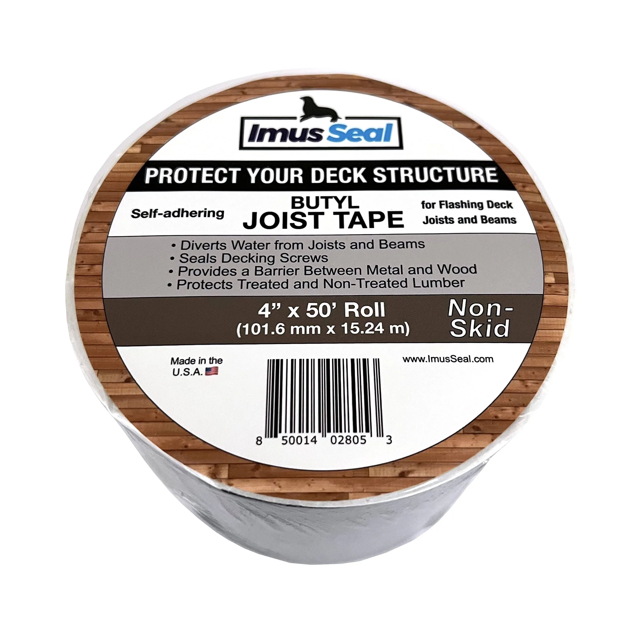 IMUs Seal Butyl Joist Tape for Flashing Deck Joists and Beams, UV Resistant, Level Decking , Protect Your Deck Structure , Made in USA 4” x 50’ Non-