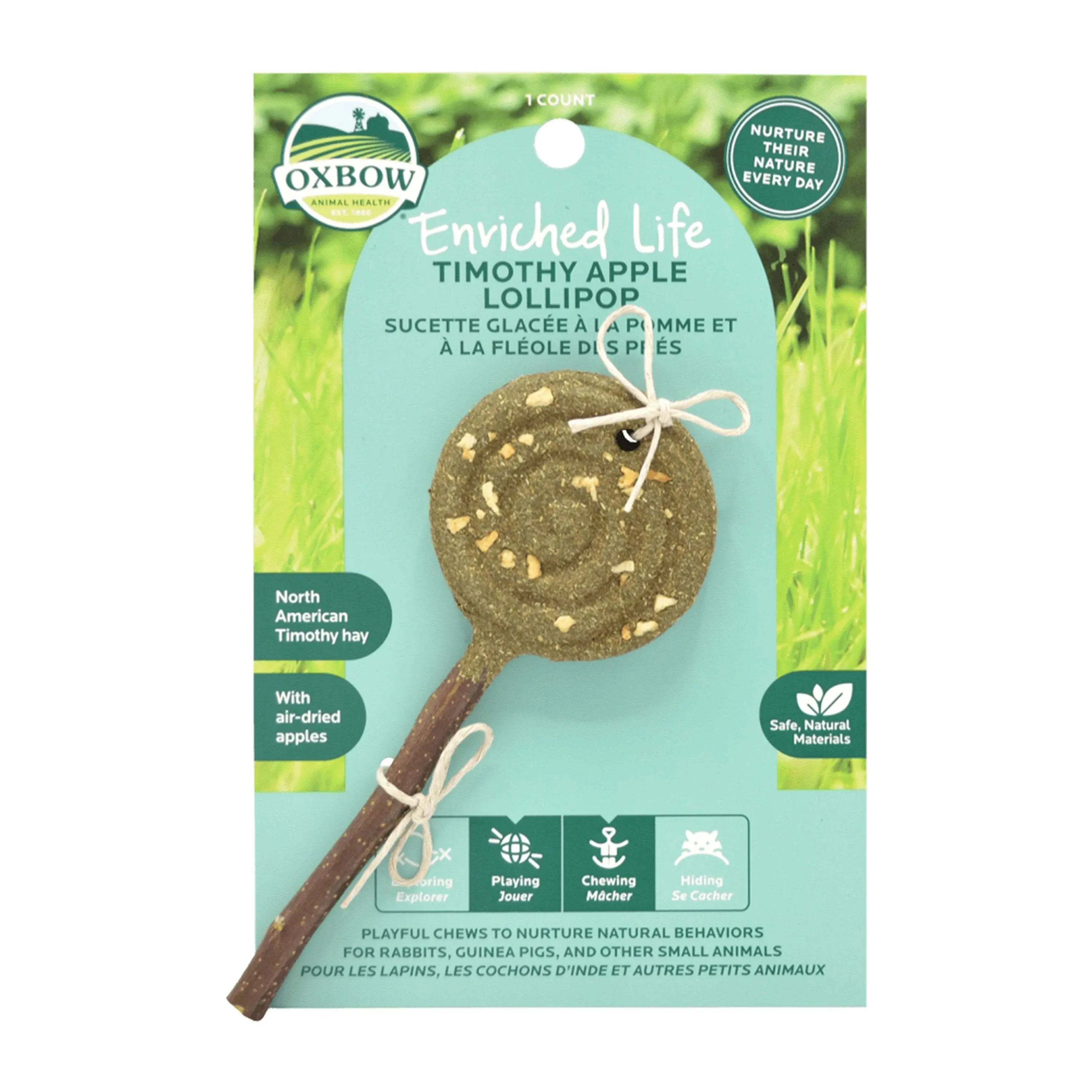 Oxbow Animal Health Bundle of 2 Enriched Life Timothy =Lollipop Small Animal Chew Treats: Apple and Carrot