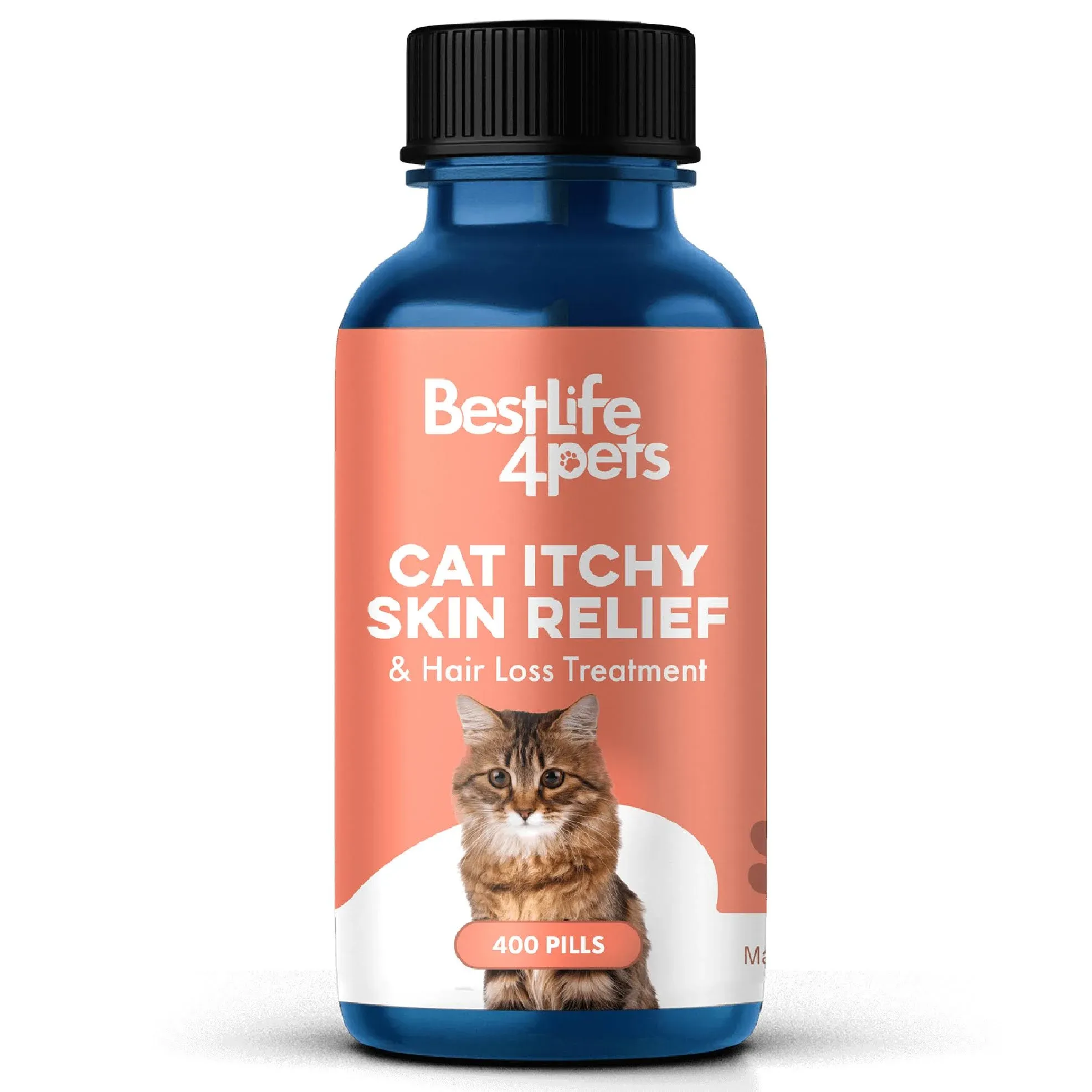 BestLife4Pets All-Natural Healthy Skin and Allergy Relief for Cats - Anti-Itch Supplement Immune System Strengthener - Easy-to-Use Natural Pills