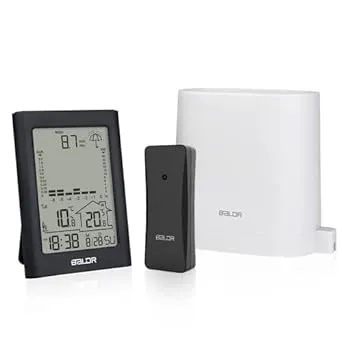 BALDR Wireless Rain Gauge with Remote Sensor, Rainfall Meter, Weather Station with Indoor and Outdoor Temperature Monitor