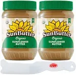 SunButter Creamy Organic Sunflower Butter, 16 Ounce Plastic Jar (Pack 2) - wi...