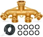 Morvat Heavy Duty Brass Garden Hose Connector Tap Splitter (4-Way)