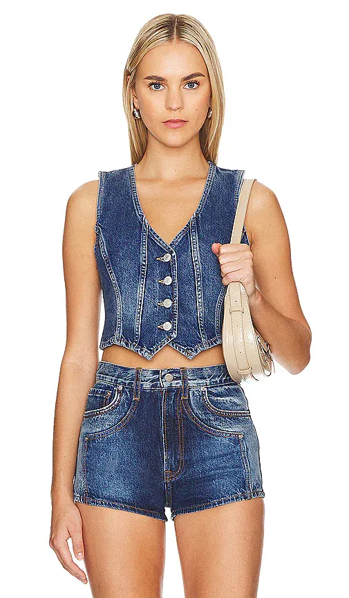 Tate Denim Vest In Dark Indigo