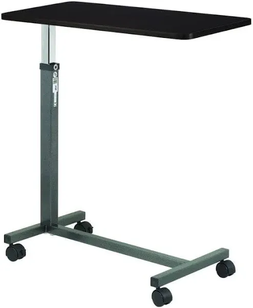 Adjustable Non Tilt Top Overbed Table With Wheels for Hospital and Home Use.