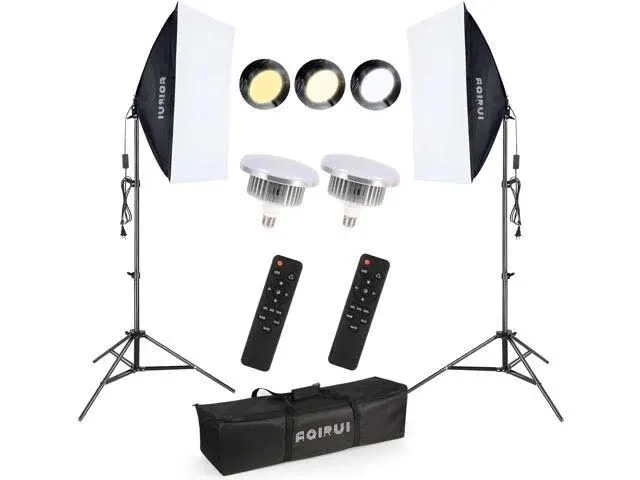 【Upgrade LED Bulb】Softbox Lighting Kit, Continuous Photography Lighting Kit with 2X175W 3000-6700K E27 LED Bulb, 2x20x28in Soft Box , Photo Studio Lights Equipment for Camera Shooting, Video Recording