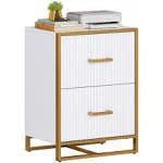 YITAHOME 2 Drawer File Cabinet, Lateral Filing Cabinet for Home Office, White and Gold