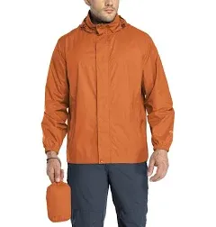 33,000ft Packable Rain Jacket Men's Lightweight Waterproof Rain Shell Jacket Raincoat with Hood for Golf Cycling Windbreaker