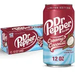 Dr Pepper Soda Drink, Creamy Coconut (12 x 12 fl oz)