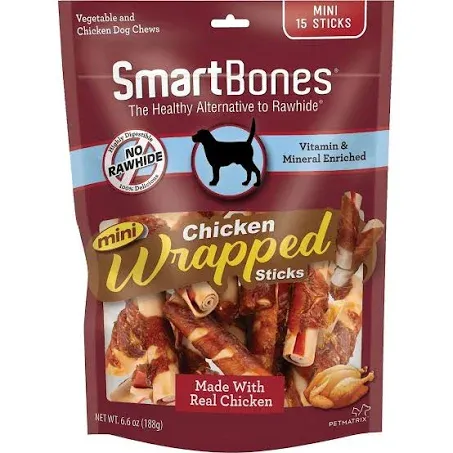 SmartBones Mini Chicken Wrapped Sticks Chicken Flavor Dog Treats