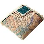 Barefoot Bungalow Eden Peacock Throw Blanket, 50 x 60-Inch, Ecru