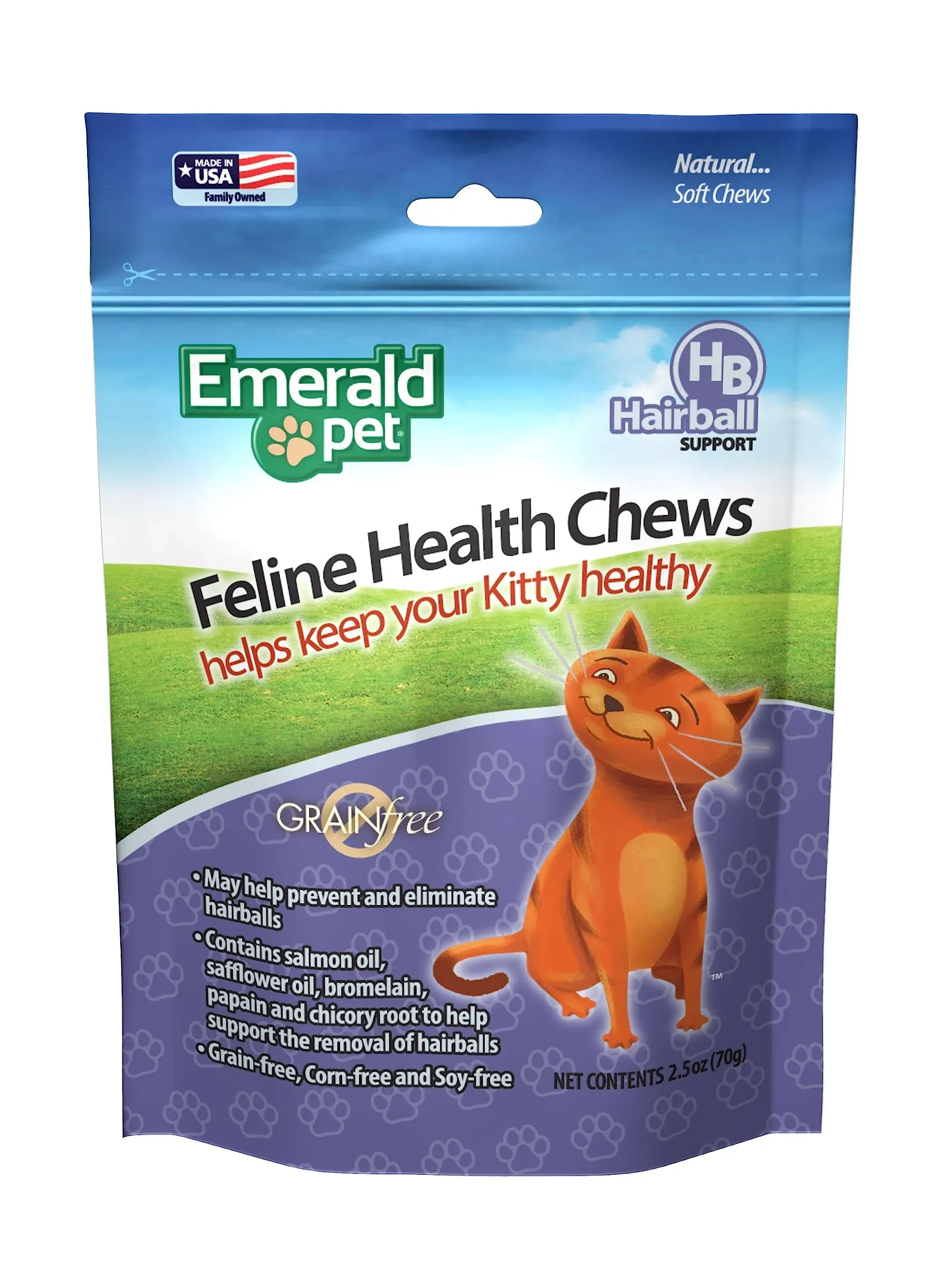 Emerald Pet Feline Health Chews for Hairball Support Efficiently Promote Digesti