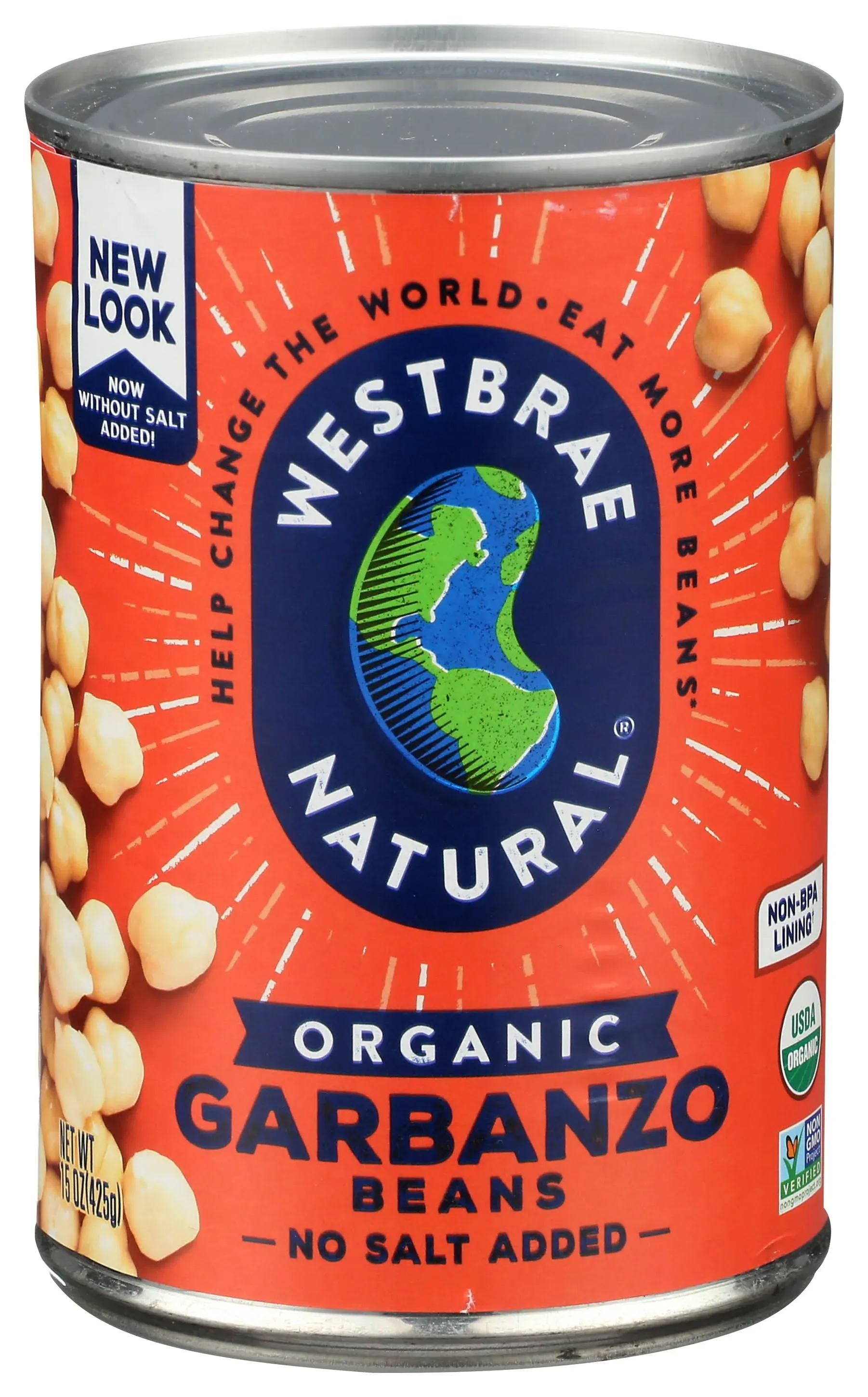 Westbrae Natural Organic Beans, No Salt Added, Garbanzo - 15 oz